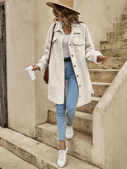 Fluffy Button Coat