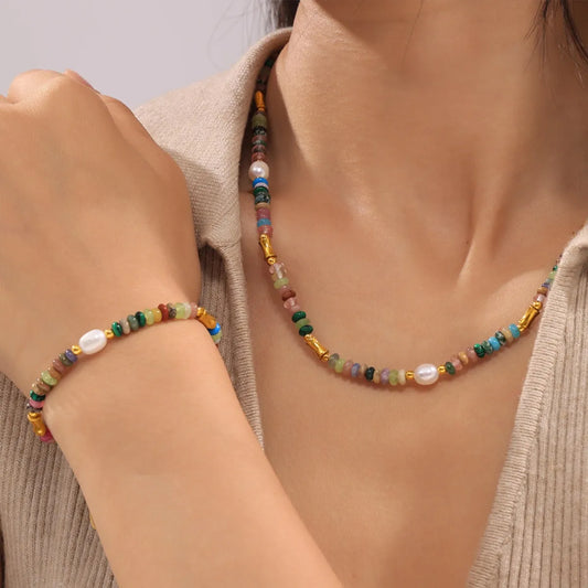 Natural Stone & Pearl Jewelry Set