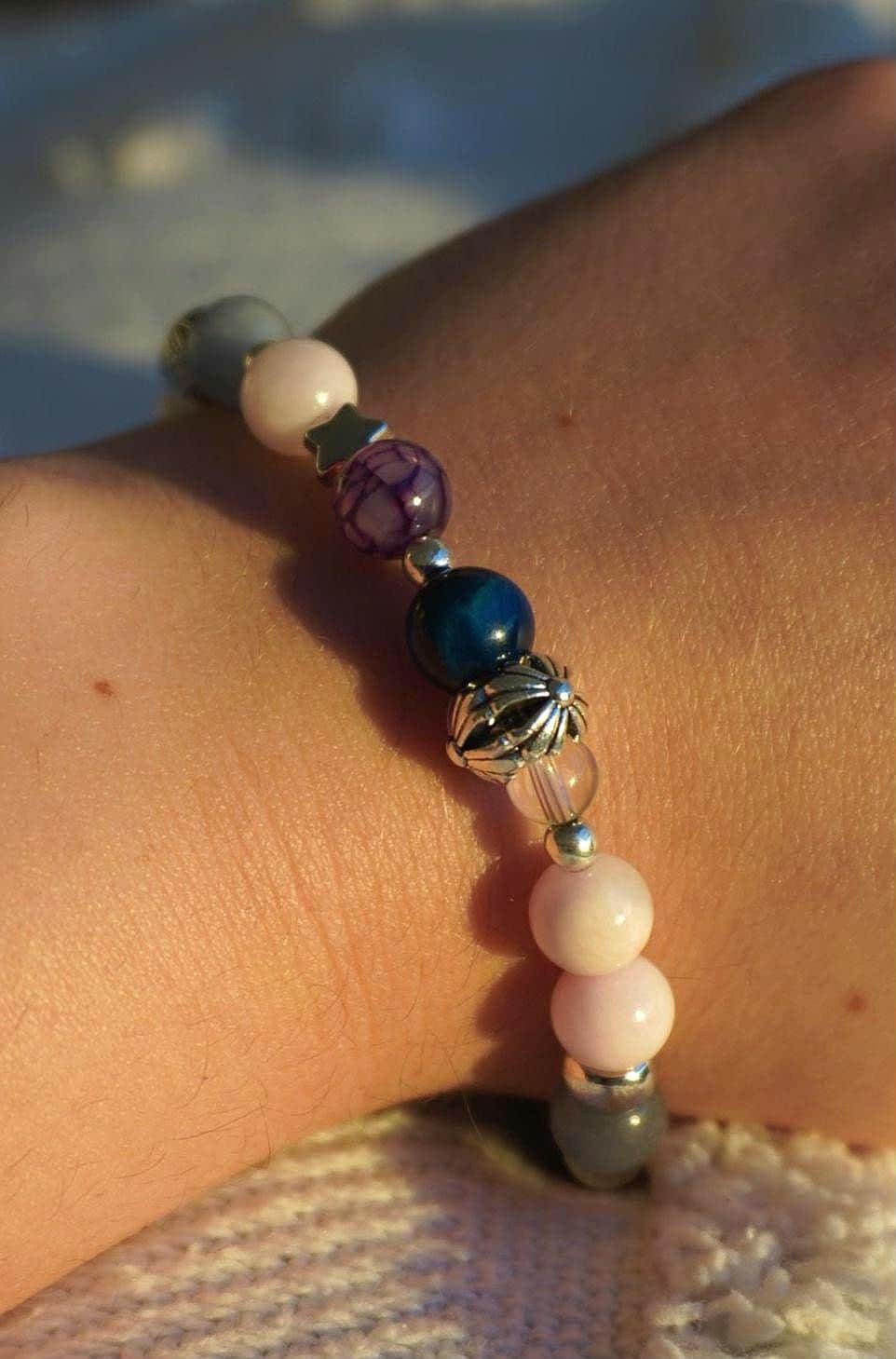 Gemstone Charm Bracelets! Girly Vibes & Prettiness - Amethyst - Purple Jade - Morganite - White Jade - Blue Quartz - Blue Tiger Eye - Strawberry Quartz - Clear Quartz