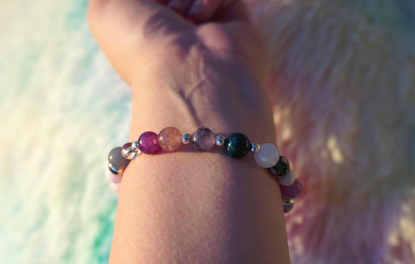Gemstone Charm Bracelets! Girly Vibes & Prettiness - Amethyst - Purple Jade - Morganite - White Jade - Blue Quartz - Blue Tiger Eye - Strawberry Quartz - Clear Quartz