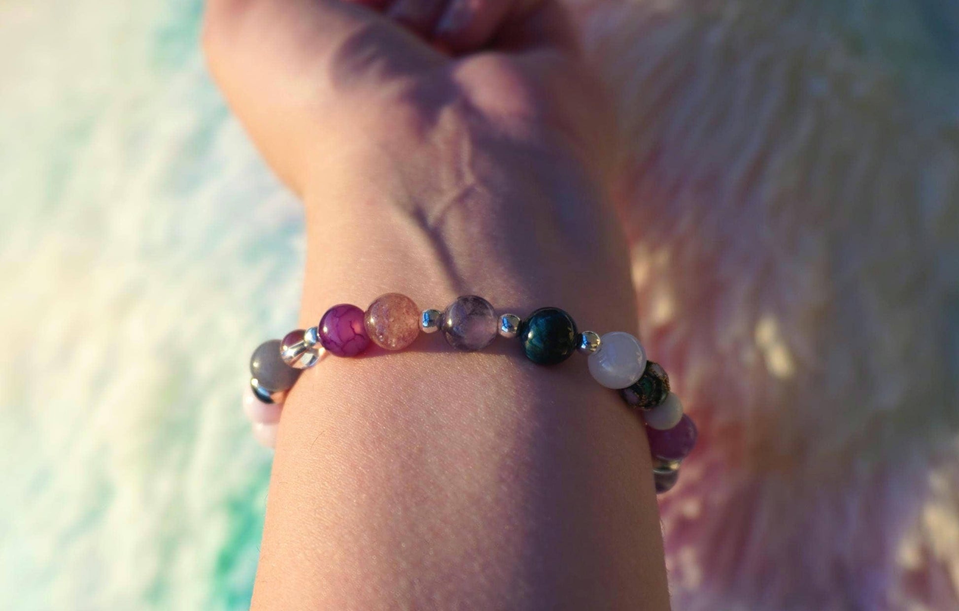 Gemstone Charm Bracelets! Girly Vibes & Prettiness - Amethyst - Purple Jade - Morganite - White Jade - Blue Quartz - Blue Tiger Eye - Strawberry Quartz - Clear Quartz