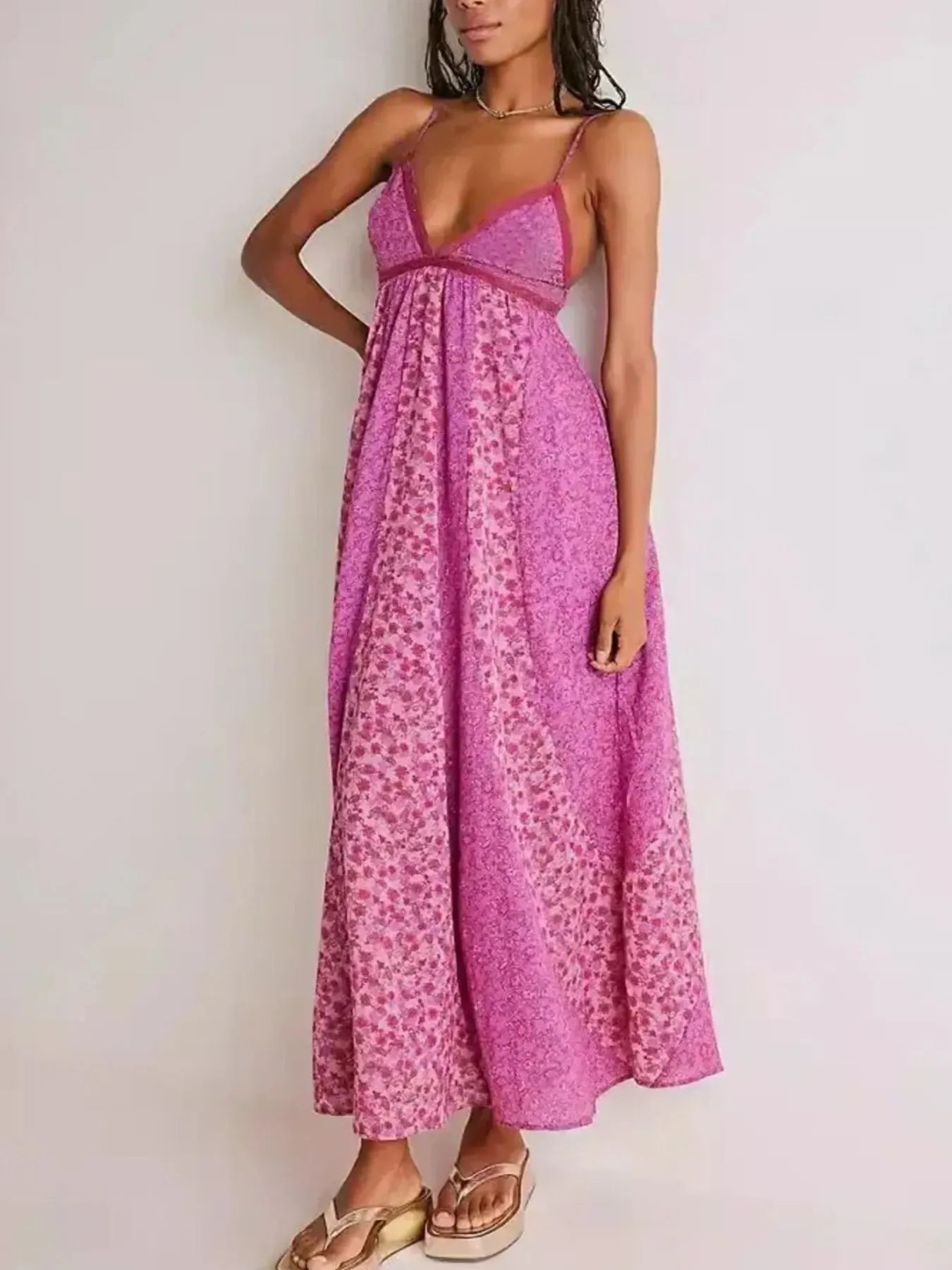 Floral Maxi Cami Dress Rose Red