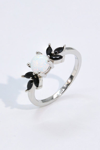 Opal & Zircon Contrast Ring