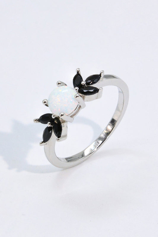 Opal & Zircon Contrast Ring