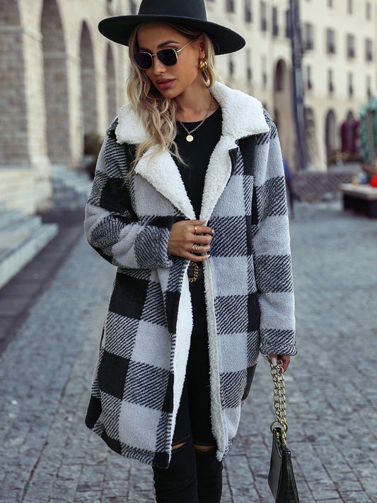 Plaid Open Coat