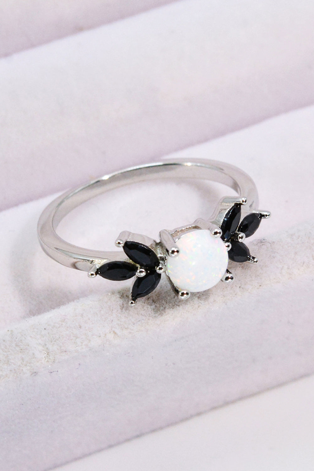 Opal & Zircon Contrast Ring