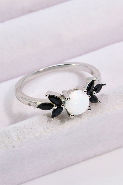 Opal & Zircon Contrast Ring