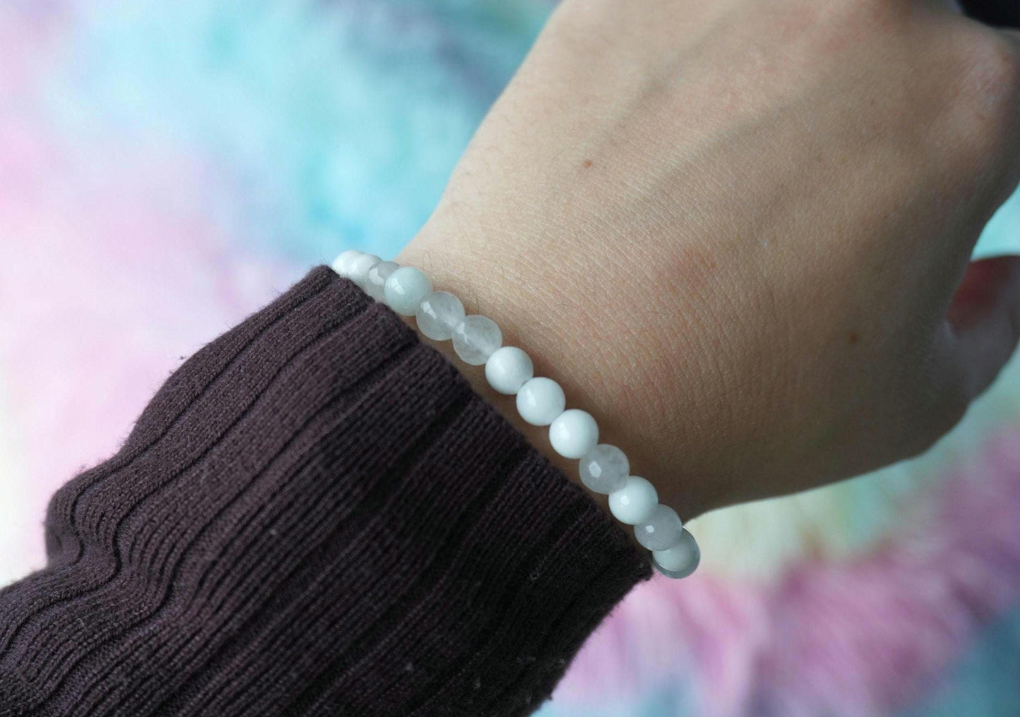 Gemstone Charm Bracelets! Peace White Jade - Calcite