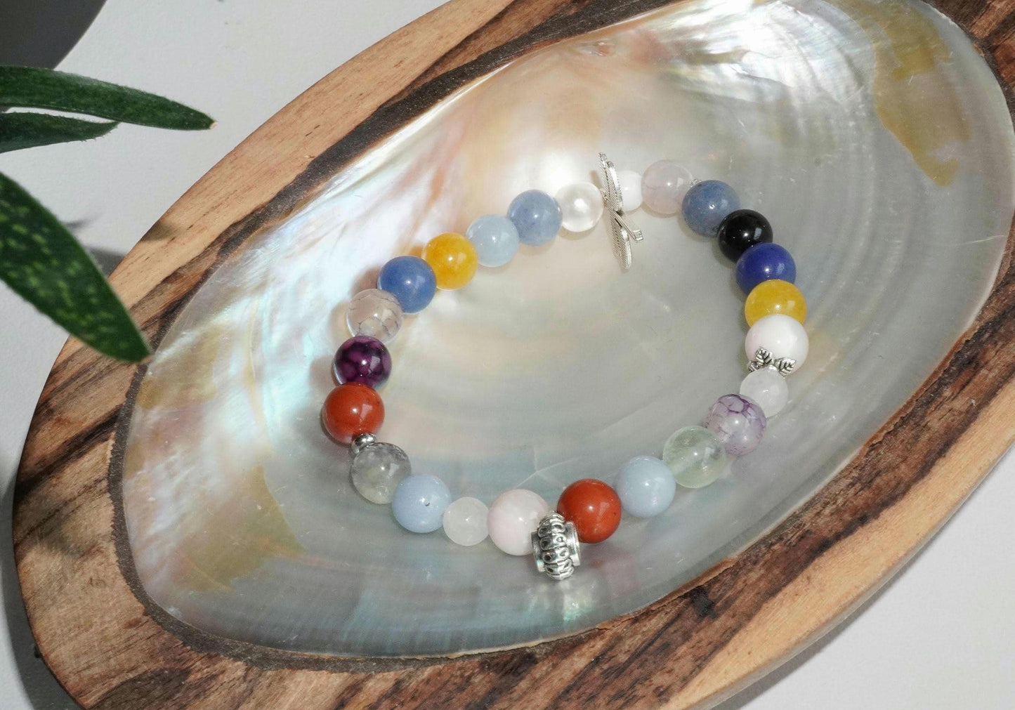 Gemstone Charm Bracelets! Peace & Positivity - Red Jasper - Angelite - White Jade - Morganite - Fluorite - Yellow Agate - Blue Quartz - Freshwater White Pearl - Black Onyx