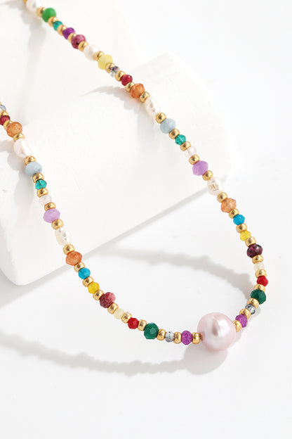 Natural Crystal and Pearl Necklace