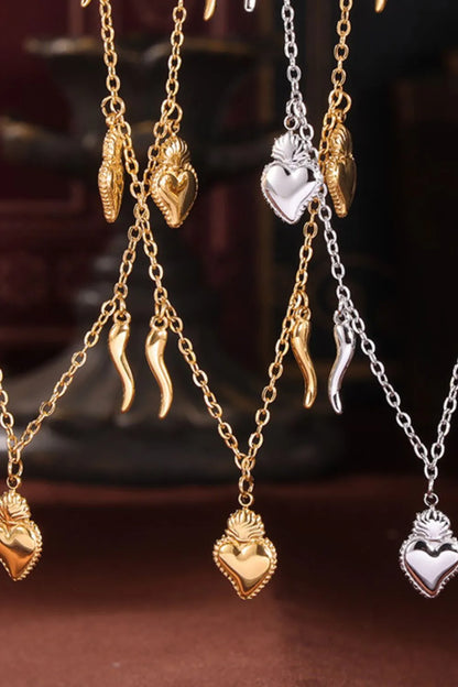 Heart Charm Bracelet and Necklace