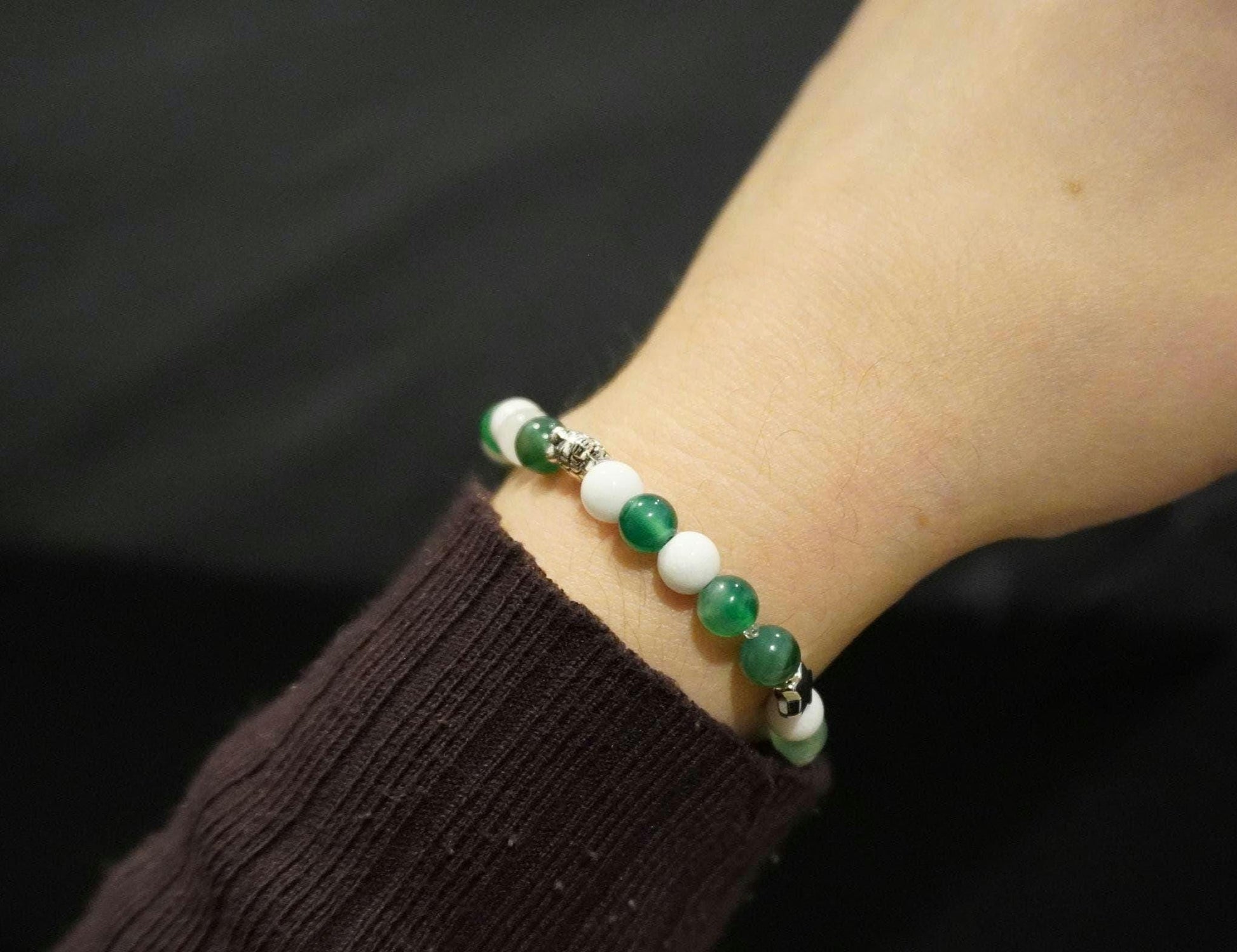 Gemstone Charm Bracelets! Gratitude - White Jade - Chalcedony - Calcite - Zebra Jasper