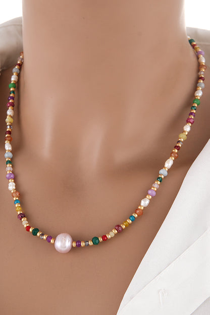 Natural Crystal and Pearl Necklace