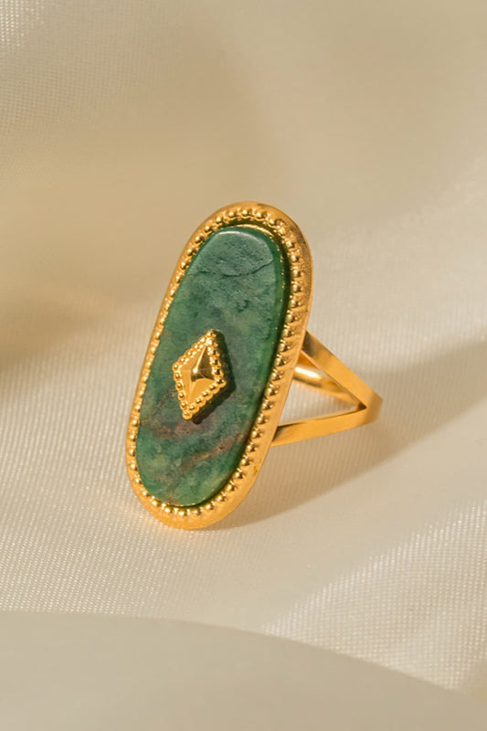 Antique Style Natural Stone & Copper Ring