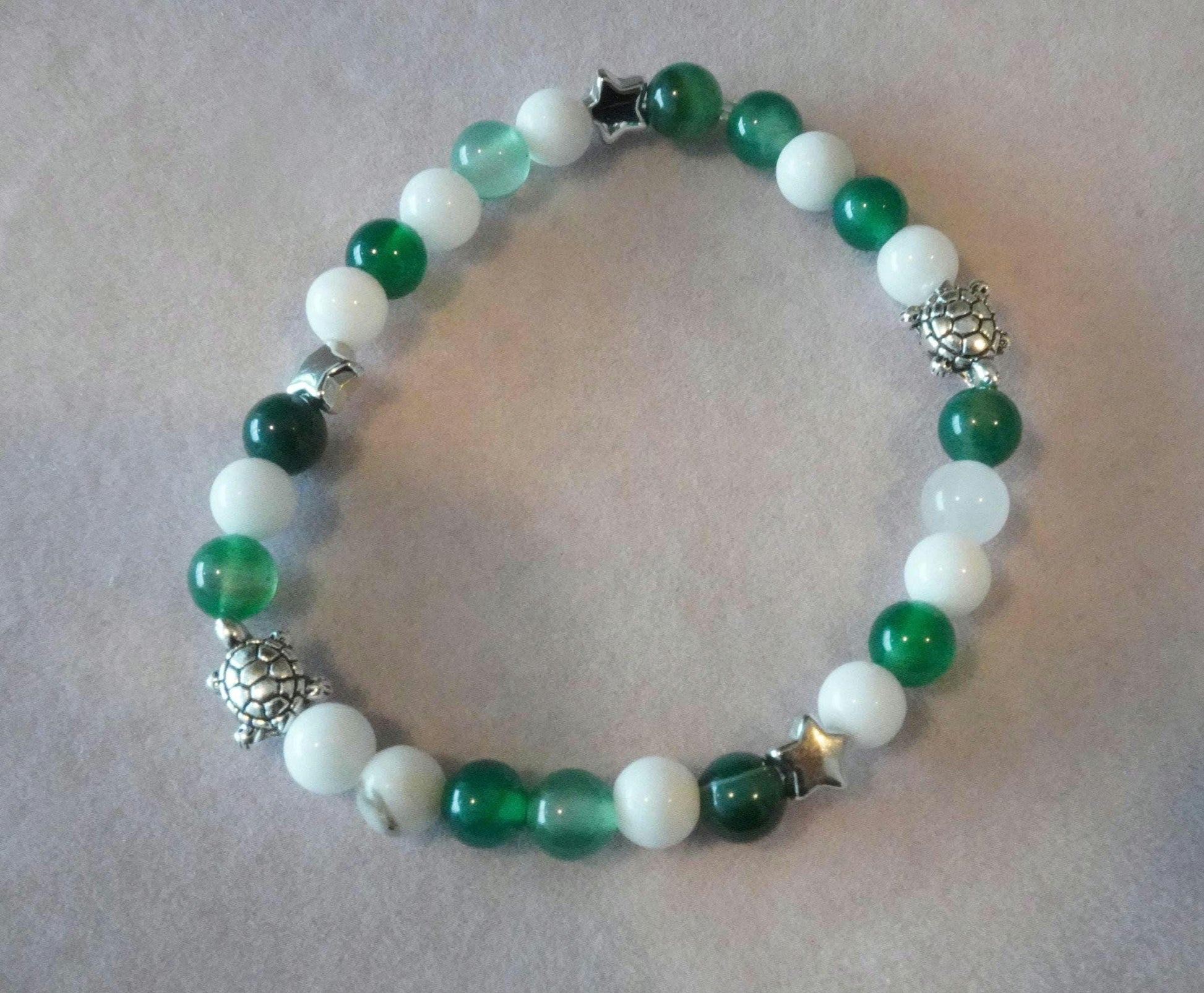 Gemstone Charm Bracelets! Gratitude - White Jade - Chalcedony - Calcite - Zebra Jasper