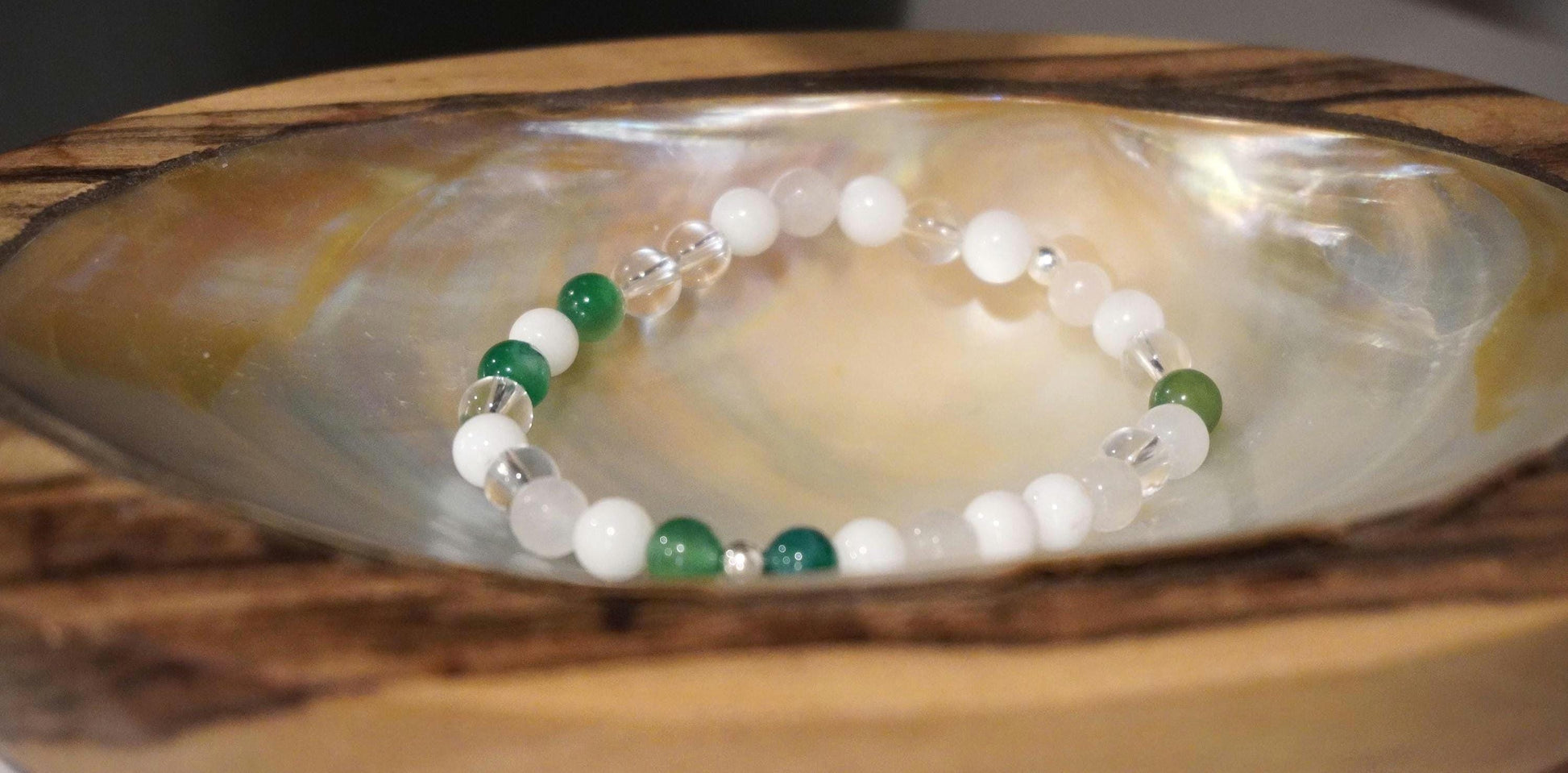 Gemstone Charm Bracelets! Appreciation & Gratitude - White Jade - Clear Quartz - Chalcedony