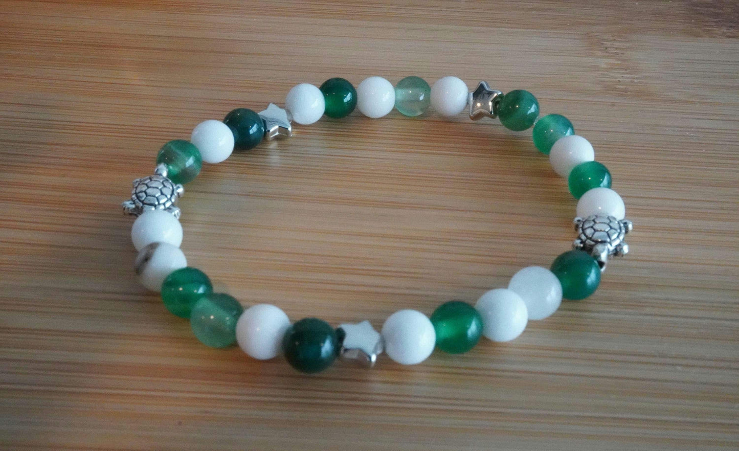 Gemstone Charm Bracelets! Gratitude - White Jade - Chalcedony - Calcite - Zebra Jasper