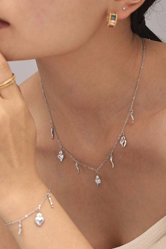 Heart Charm Bracelet and Necklace