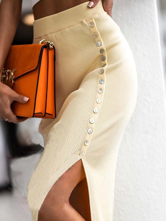 Unique Button Curve Skirt