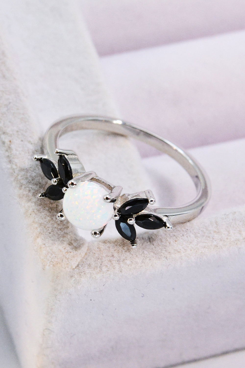 Opal & Zircon Contrast Ring