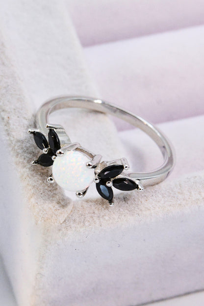 Opal & Zircon Contrast Ring