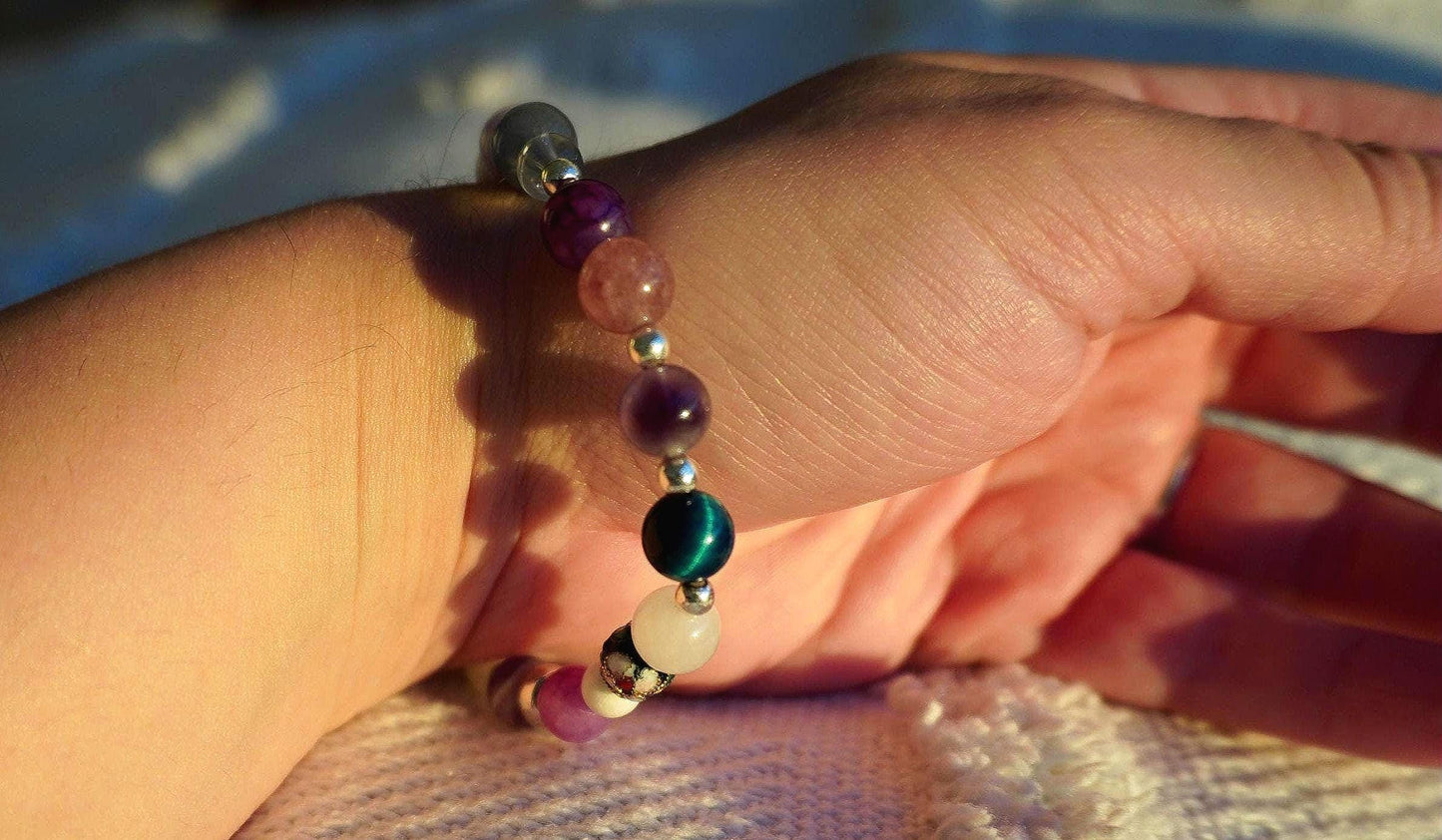 Gemstone Charm Bracelets! Girly Vibes & Prettiness - Amethyst - Purple Jade - Morganite - White Jade - Blue Quartz - Blue Tiger Eye - Strawberry Quartz - Clear Quartz