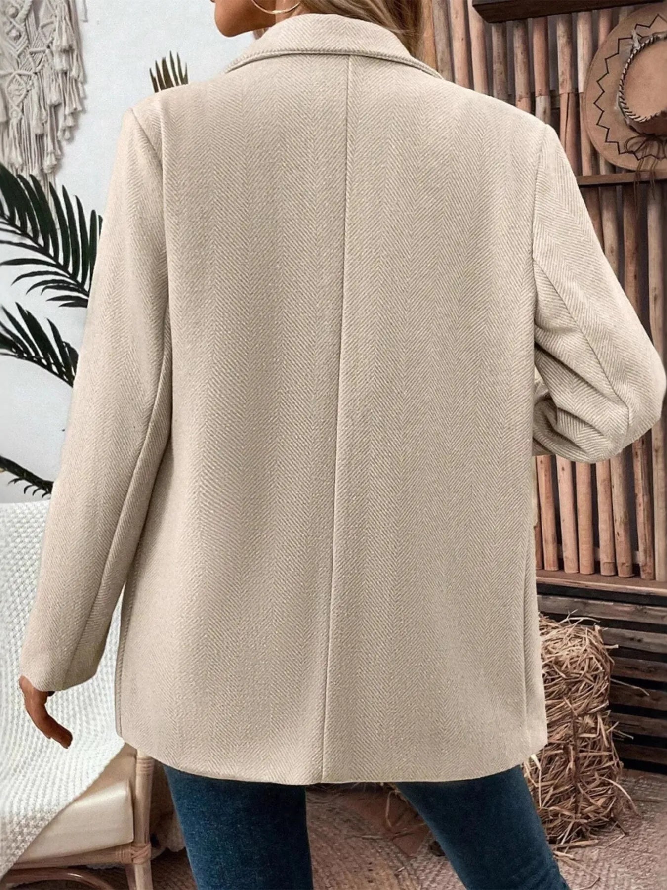 Lapel Collar Long Blazer