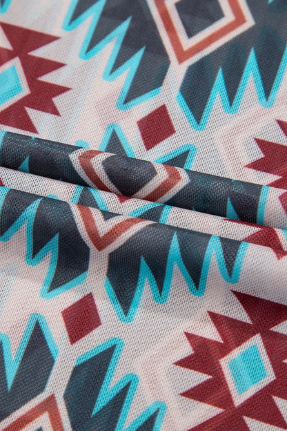 Aztec Print Mesh T Shirt