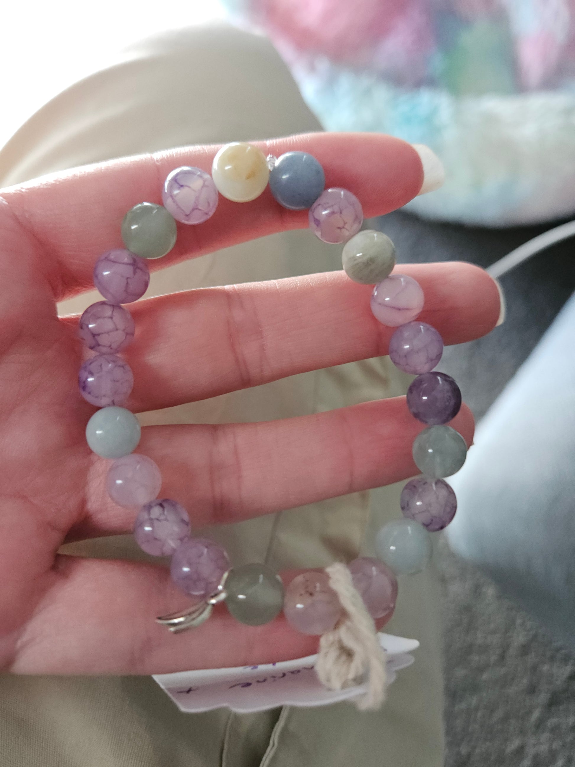 Gemstone Charm Bracelets! Refreshing Energy Gemstone Bracelet - Aquamarine - Fluorite - Amethyst - Blue Quartz - Aventurine - Angelite