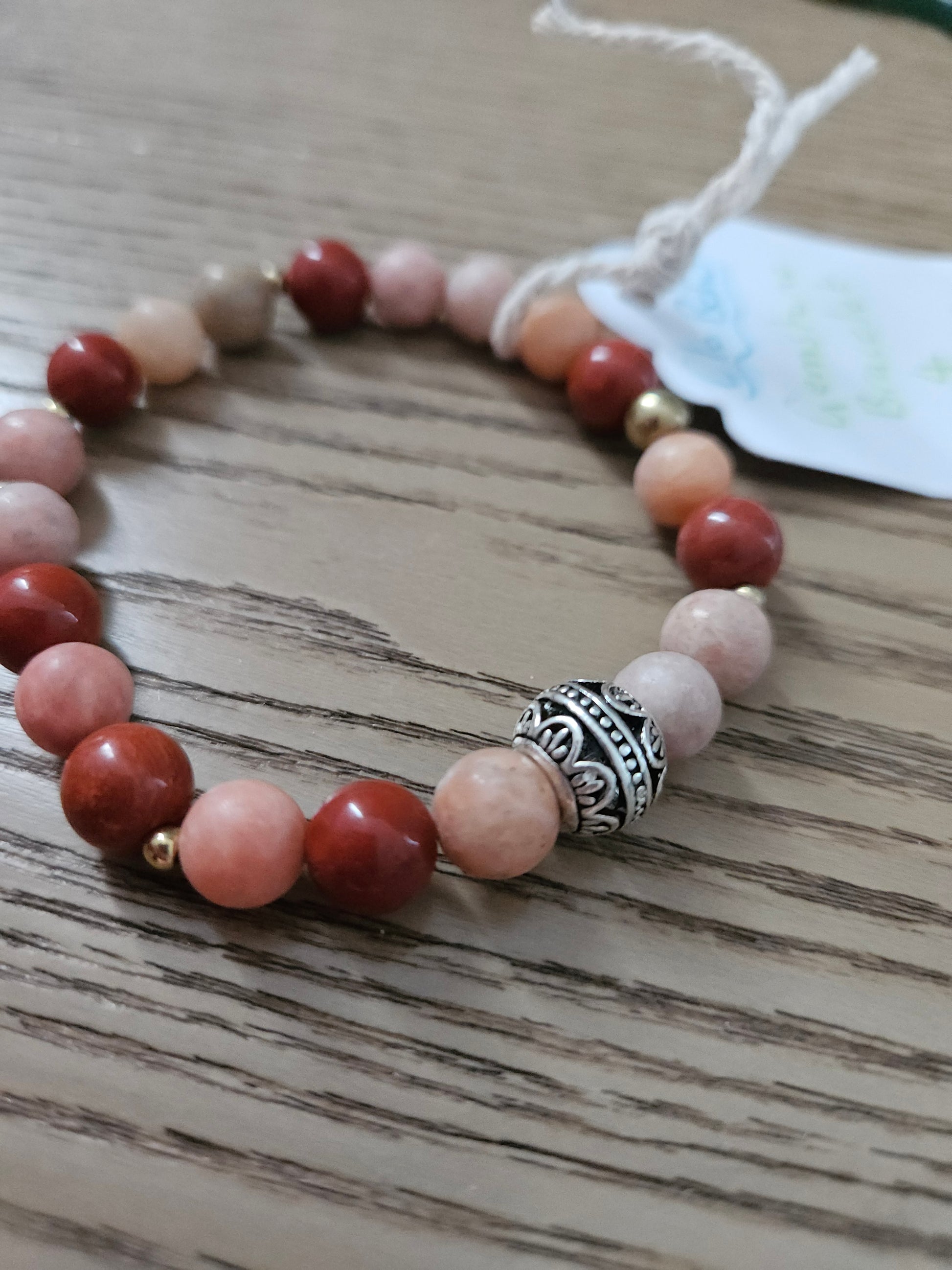Gemstone Charm Bracelets! Power and Influence - Red Jasper - Orchid Calcite