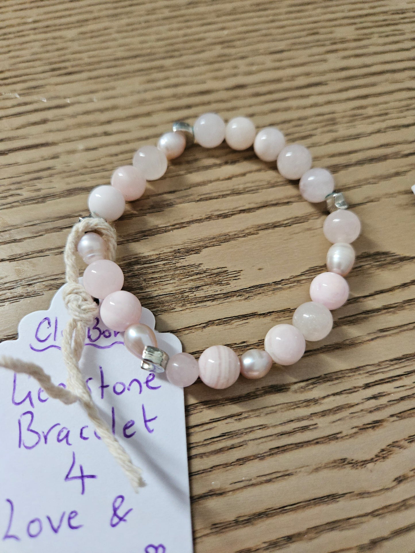 Gemstone Charm Bracelets! Love & Peace - Rose Quartz - Pink Freshwater Pearls