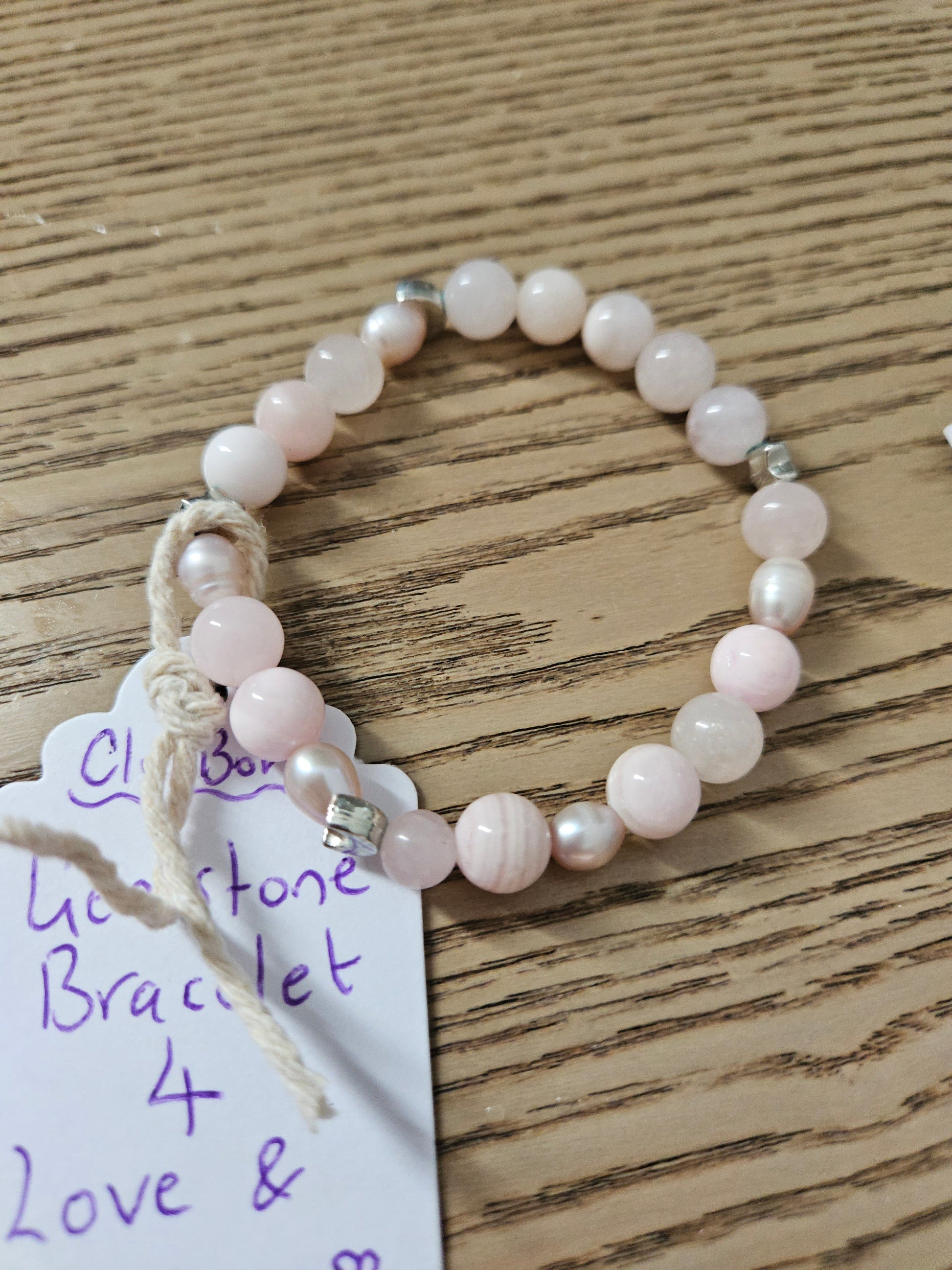 Gemstone Charm Bracelets! Love & Peace - Rose Quartz - Pink Freshwater Pearls