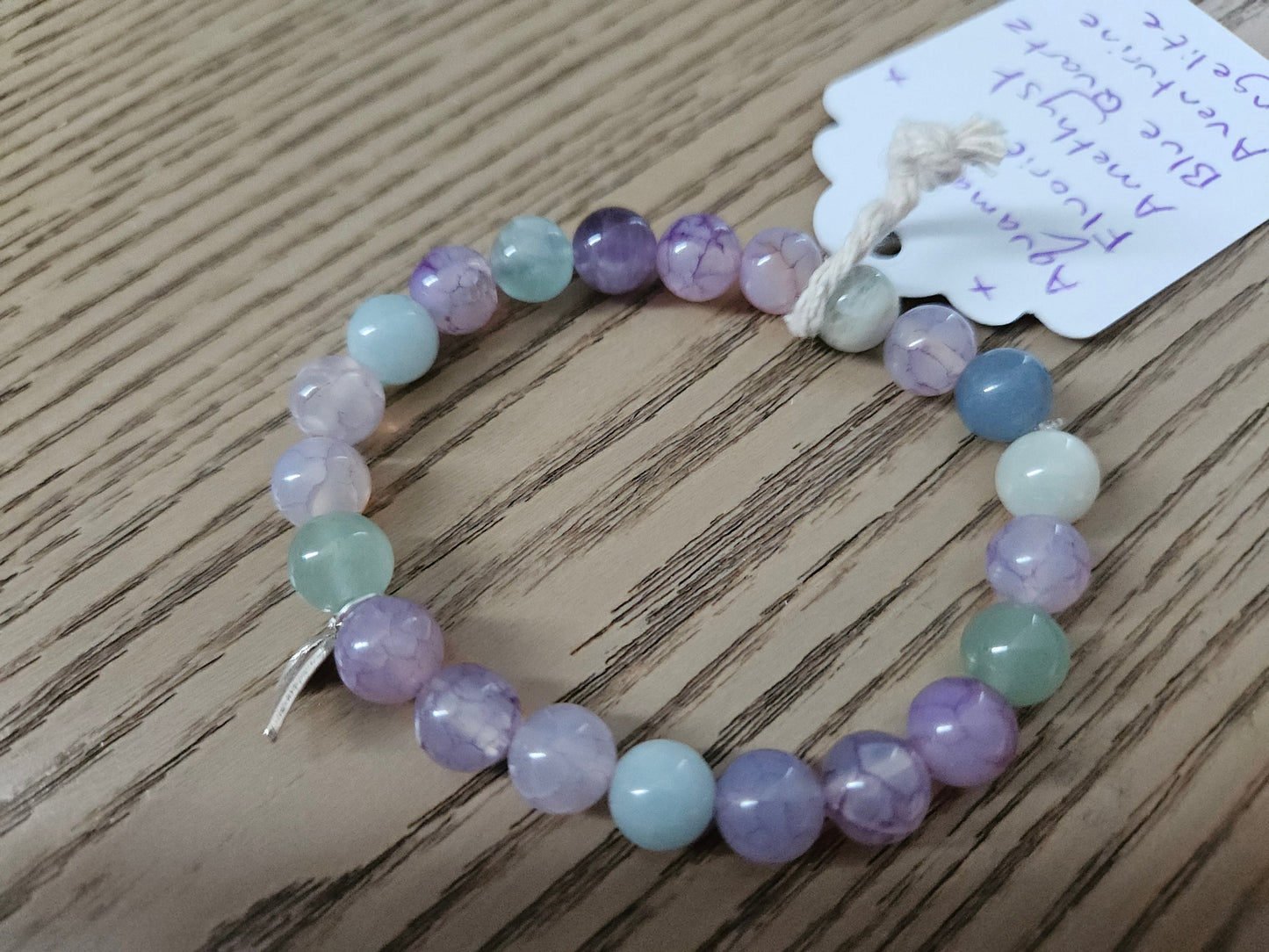 Gemstone Charm Bracelets! Refreshing Energy Gemstone Bracelet - Aquamarine - Fluorite - Amethyst - Blue Quartz - Aventurine - Angelite