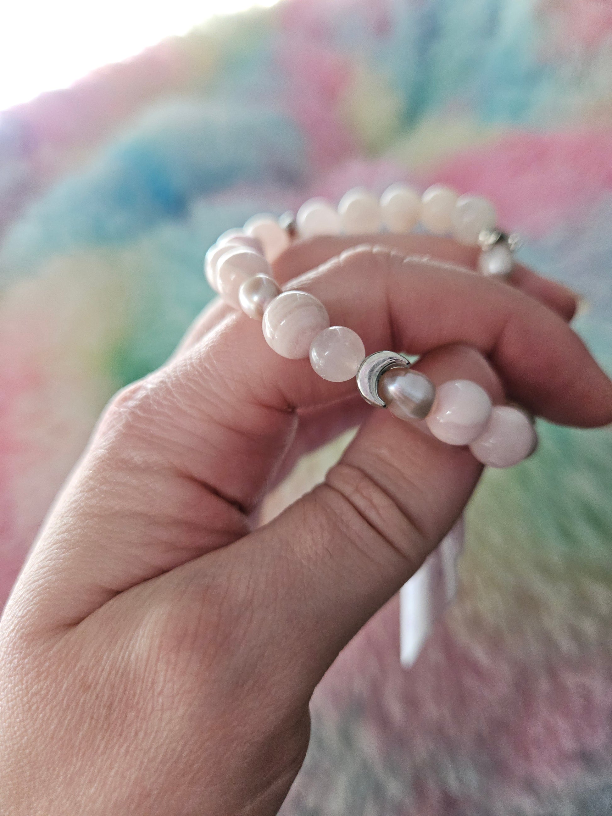 Gemstone Charm Bracelets! Love & Peace - Rose Quartz - Pink Freshwater Pearls