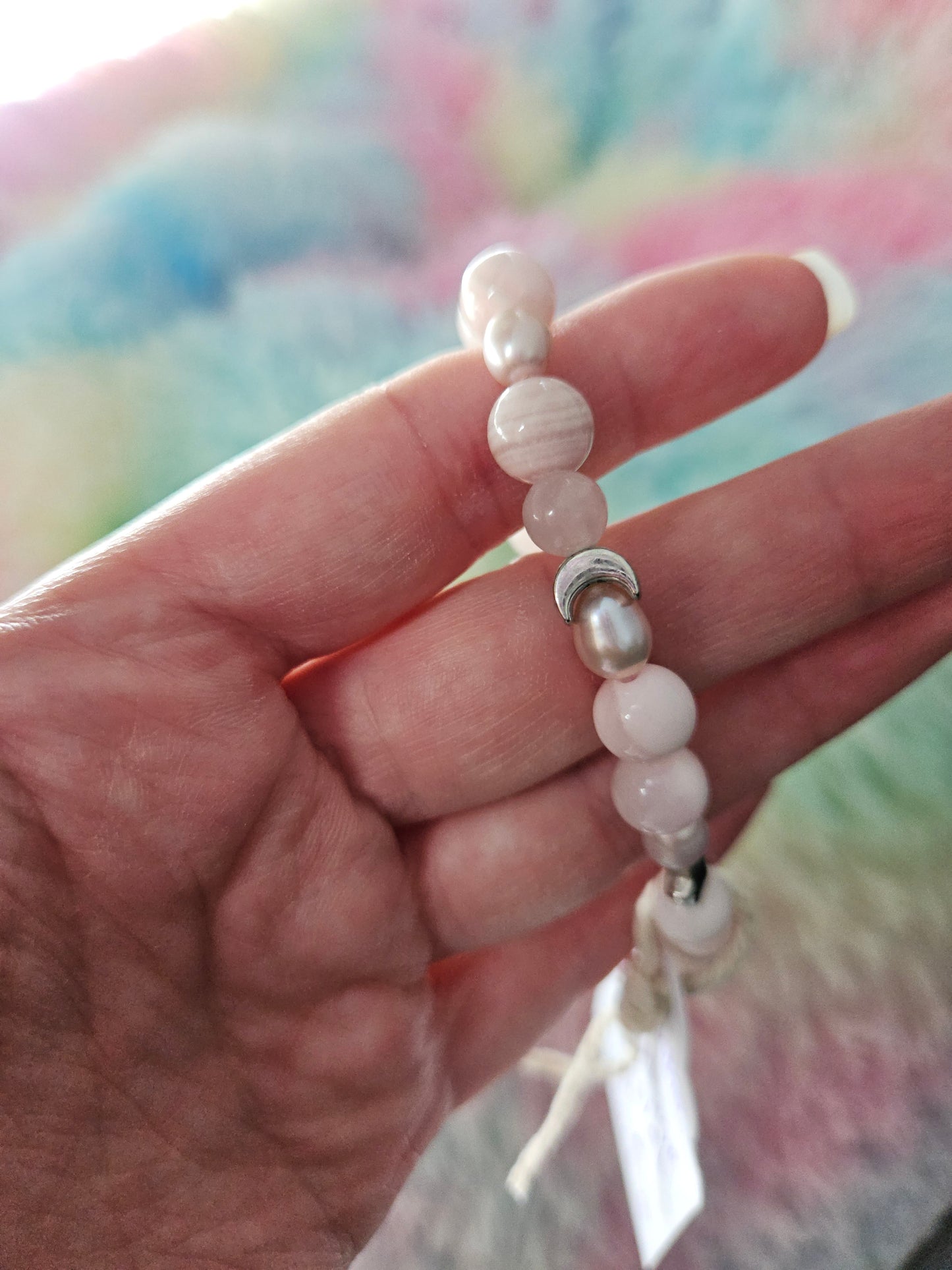 Gemstone Charm Bracelets! Love & Peace - Rose Quartz - Pink Freshwater Pearls
