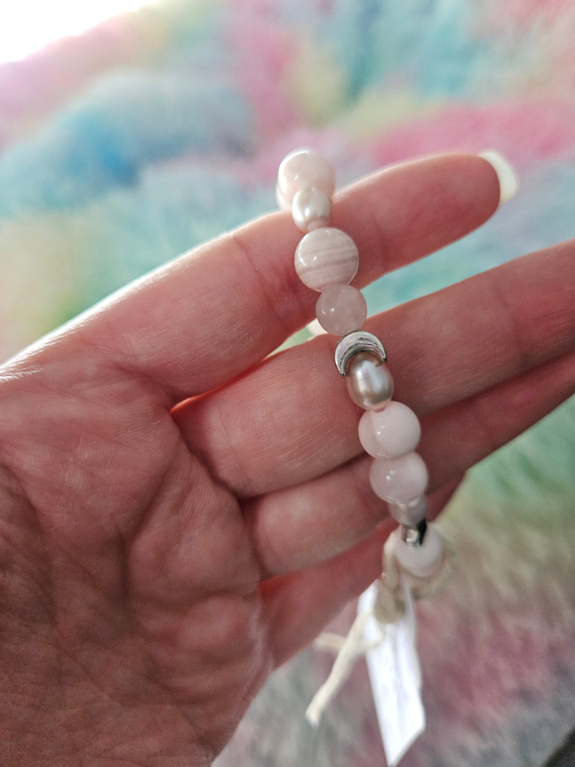 Gemstone Charm Bracelets! Love & Peace - Rose Quartz - Pink Freshwater Pearls
