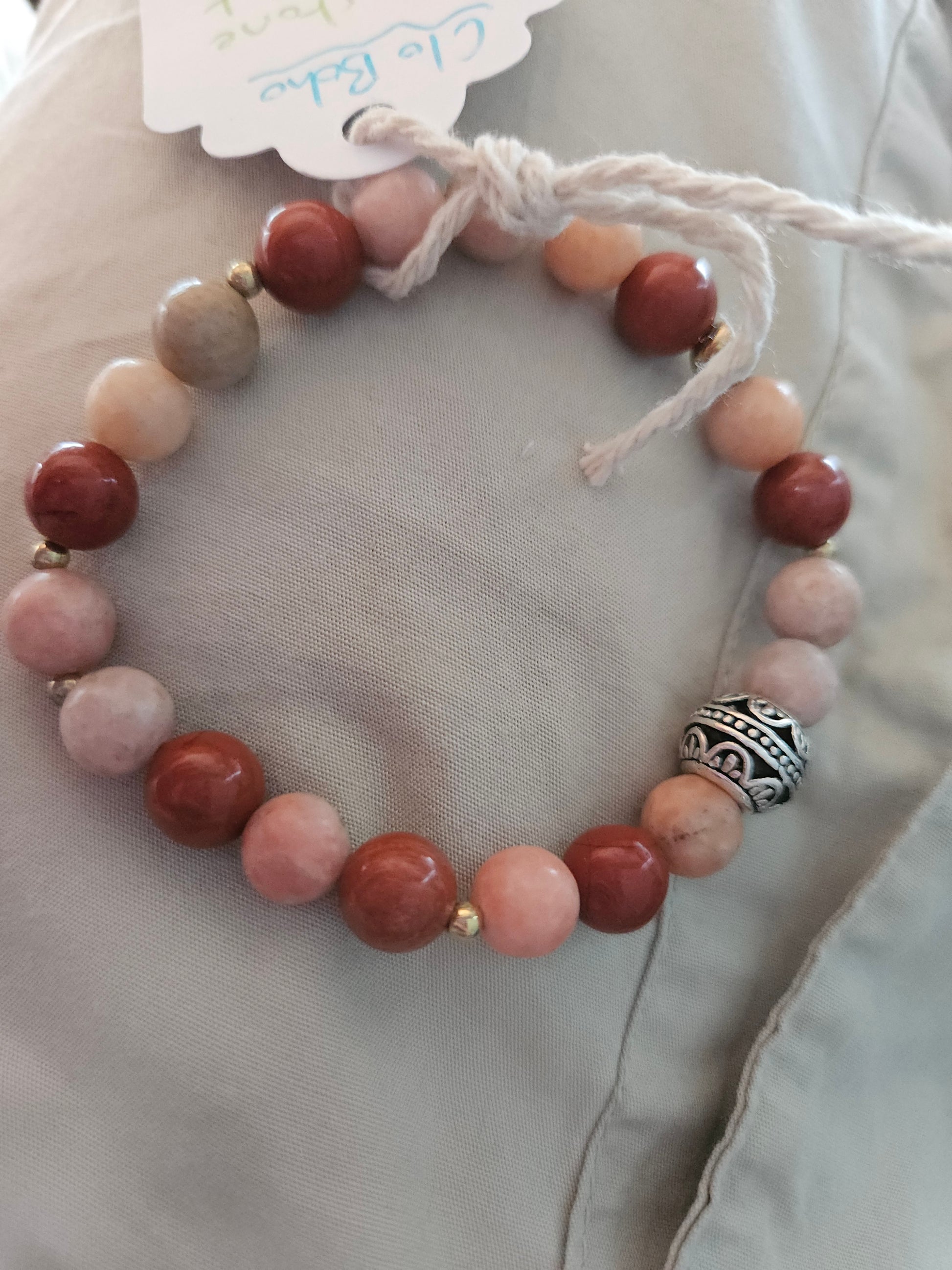 Gemstone Charm Bracelets! Power and Influence - Red Jasper - Orchid Calcite